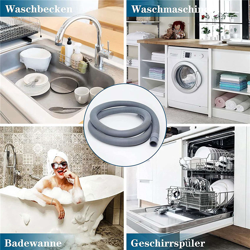 2X Drain Hose Extension for Washing Machines,2M Drain Hose Universal Washing Machine Hose,Dishwasher Extension