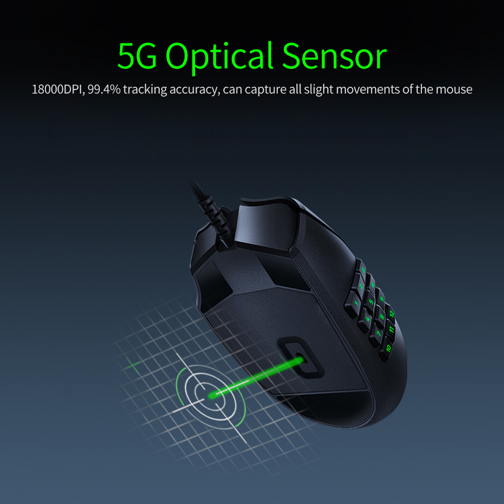 Razer Naga X MMO Wired RGB Gaming Mouse Lightweight Mouse with 2nd-gen Razer Optical Mouse Switch 16 Programmable Buttons. 