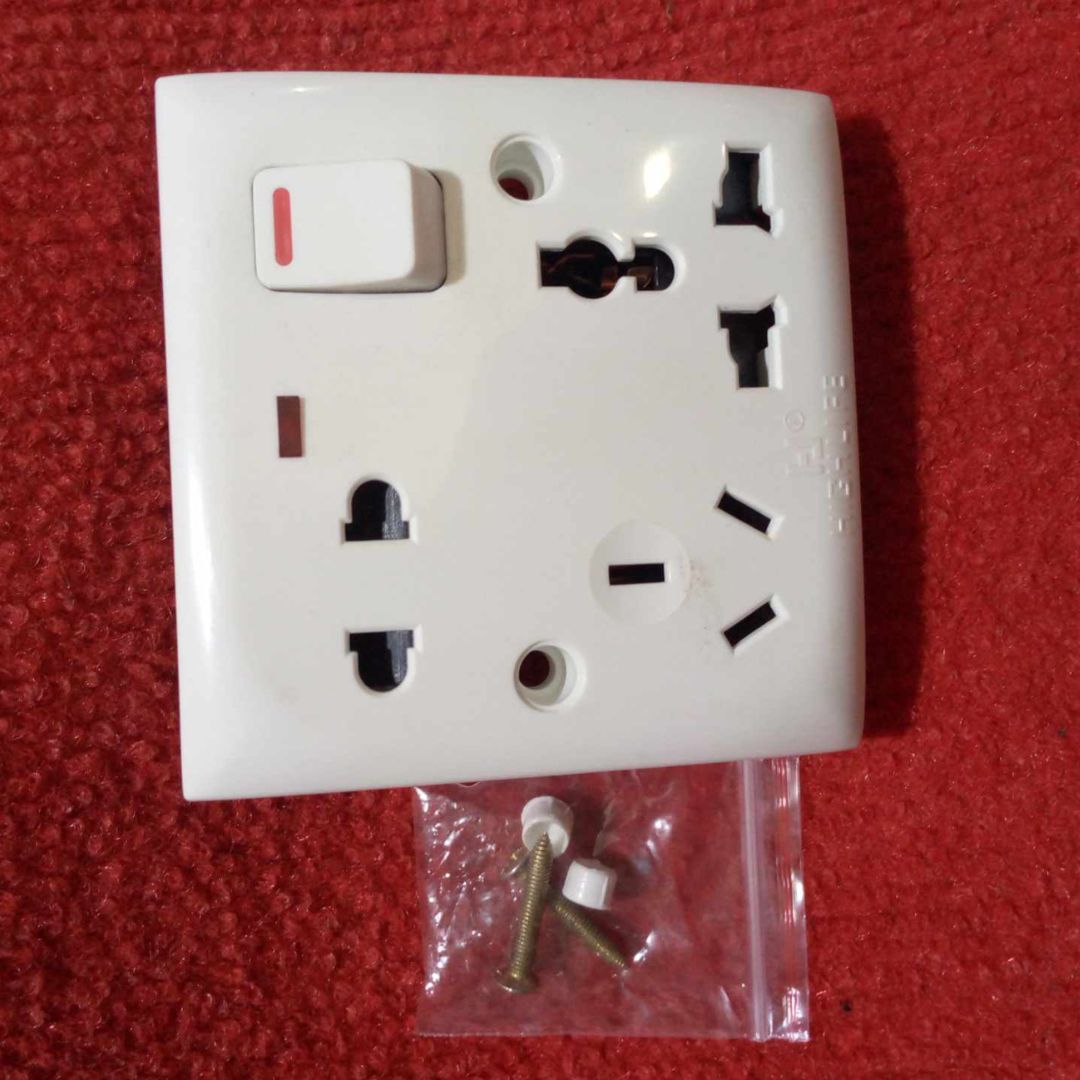 THIN PIN 8 Pin Combined Switch Board Power Switch 3Pin 2Pin Combined Socket 250V 16A 8 Pin Combined Socket  Wall Socket Gang Switch  Socket For IPS UPS Stabilizer Computer. 