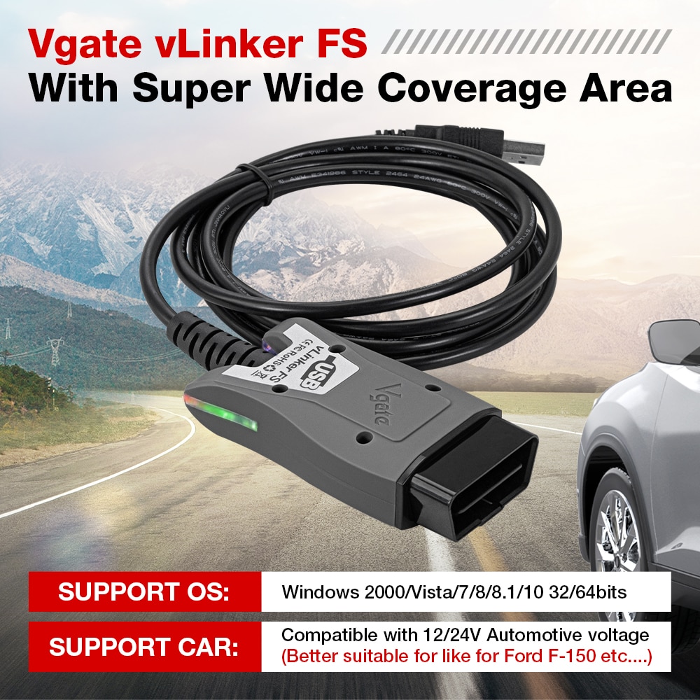 Vgate vLinker FS ELM327 For Ford FORScan HS/MS-CAN USB ELM 327 OBD2 Scanner auto Car Diagnostic Tools OBDII Interface For Mazda. 