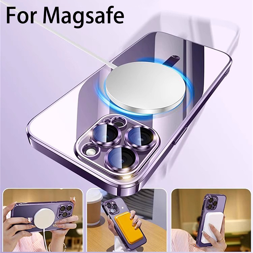 Acrylic Magnetic Clear Cover For Apple Magsafe Case Iphone 15 14 Plus 13 12 Mini 11 Pro Max Xs X Xr 7 8 Se 2 Shockproof Silicone. 