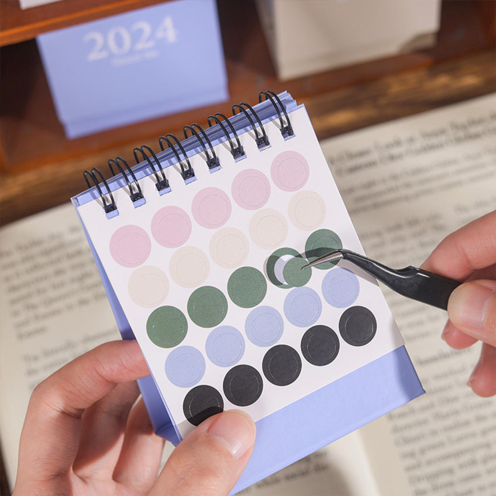 2023-2024 New Solid Color Ins Mini Desktop Paper Desk   Calendar Dual Daily Scheduler Table Planner Office Decorations. 