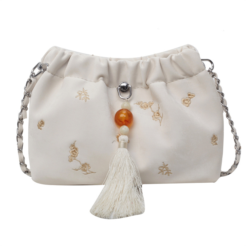 Chain New Chinese Style Bundle Bucket Bag Women's 2024 Summer New National Style Embroidered Shoulder Bag Crossbody Bag. 