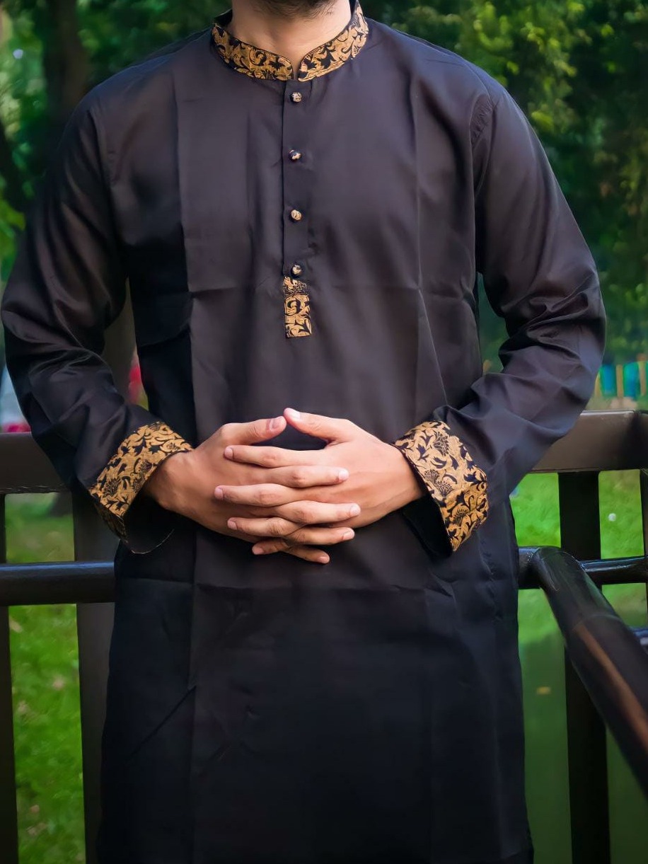 Premium Soft Cotton Exclusive New Panjabi for Men Black Stylish Design
