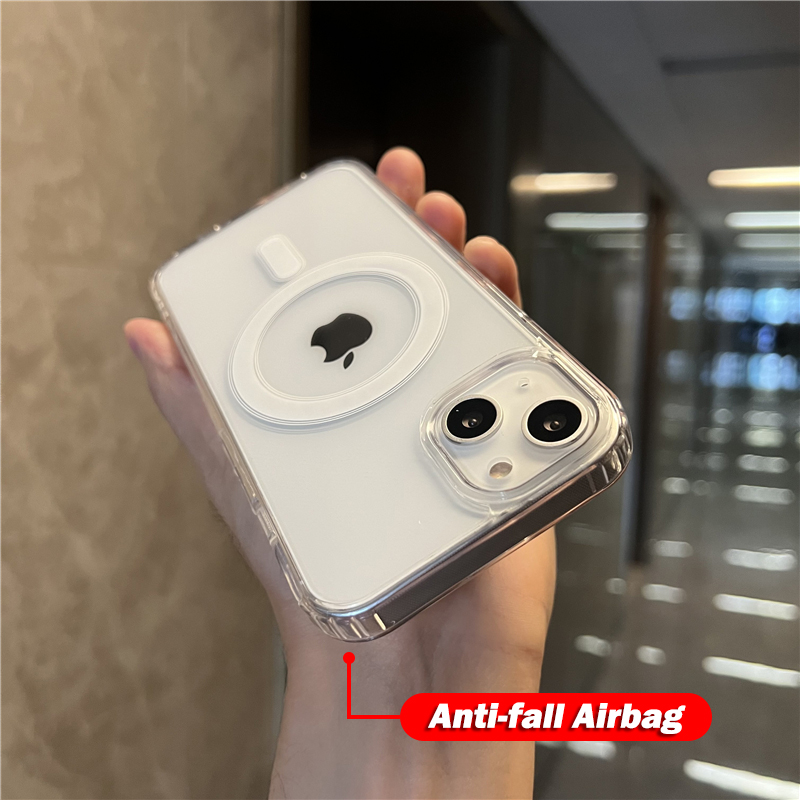 AnDyN CrashStar Magsafe Clear Shockproof Hard Phone Case For iPhone 14 13 12 11 Pro Max XS XR X 8 7 Plus. 