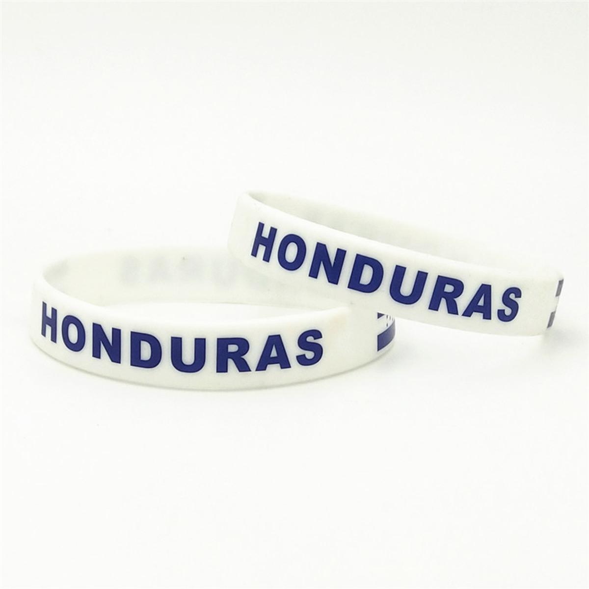 1PC Honduras Country Flag Silicone Wristband White Football Sports Souvenir Silicone Rubber Bracelets Bangles Gifts SH247
