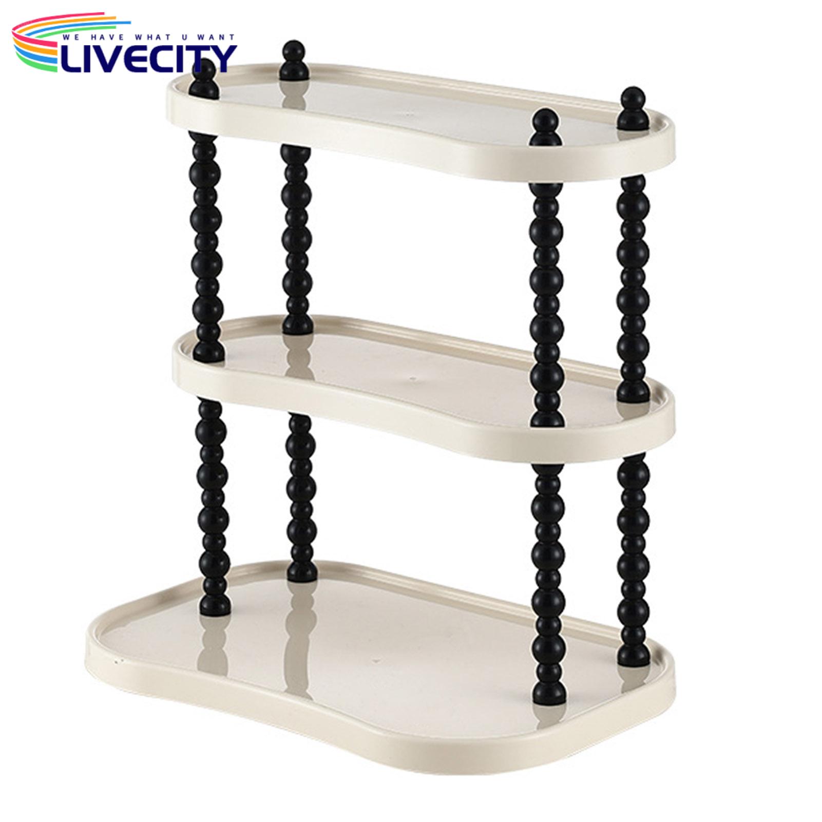 Bathroom Accessory Holder 3-tier Storage Rack for Bathroom Kitchen Organize Cosmetics Skincare Spices More Strong Load Capacity Vanity Tray for Homes Plastic Organizer