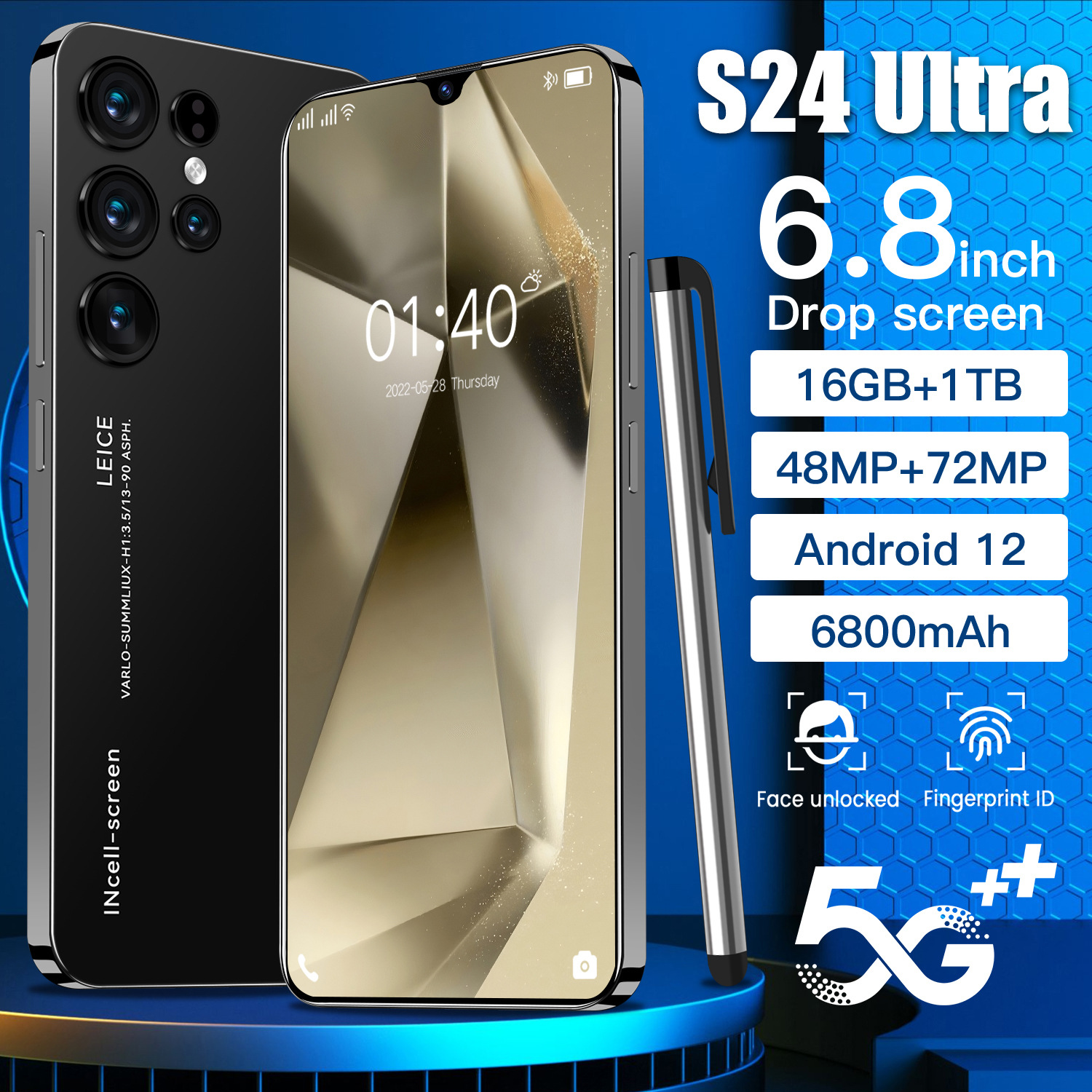 2024 New Flagship S24 Ultra Cross-Border 6.26 Inch 1+16G All-in-One Smart Android Foreign Trade Mobile Phone. 