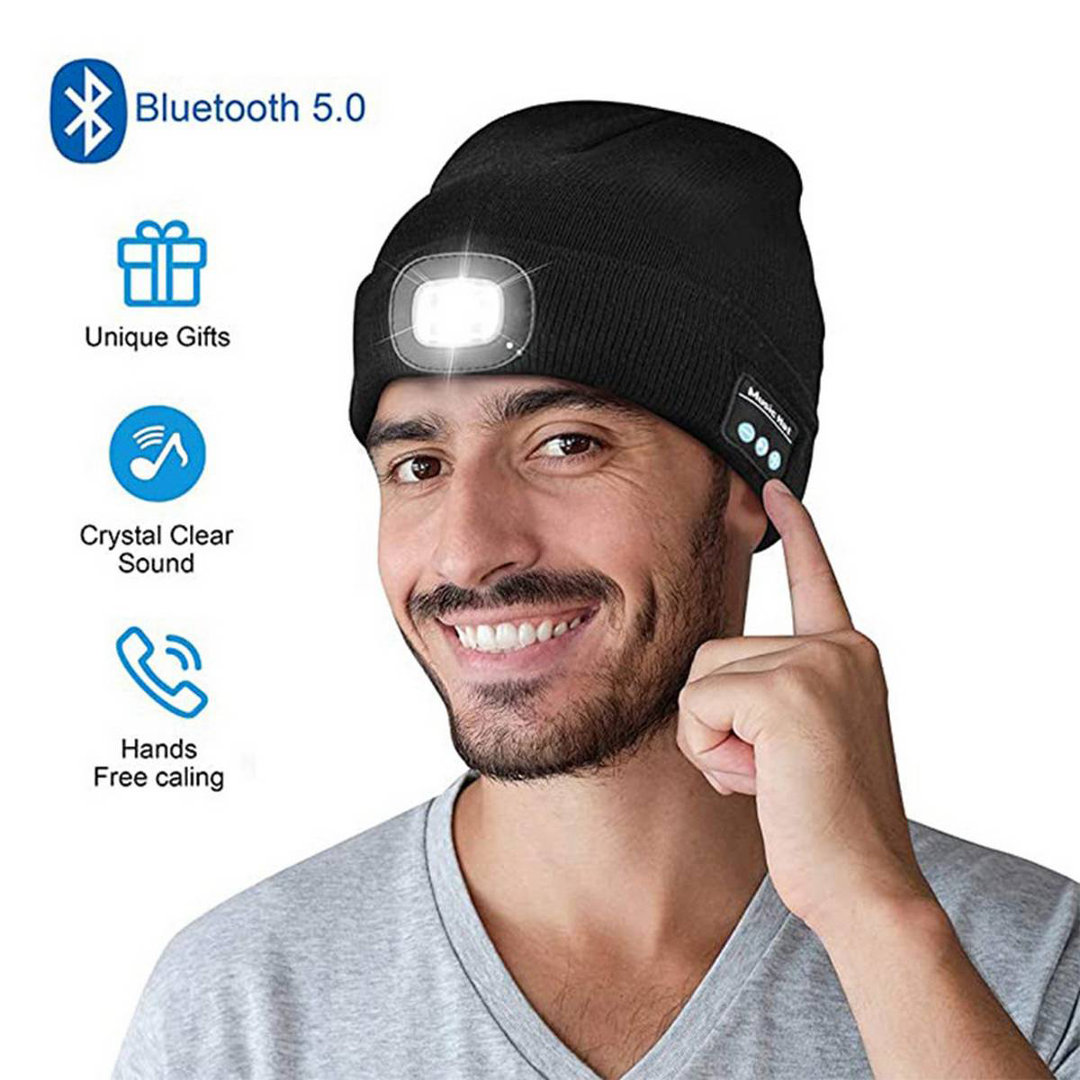 Bluetooth 5.0 LED Hat Built-in Stereo 