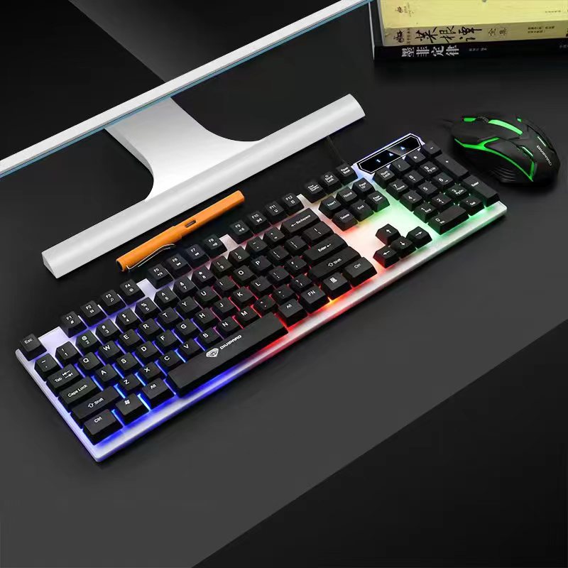 [GB]LED Backlit USB Ergonomic Gaming Mechanical Keyboard Gamer Mouse Sets Wired Keyboard and Mouse Combo Set. 