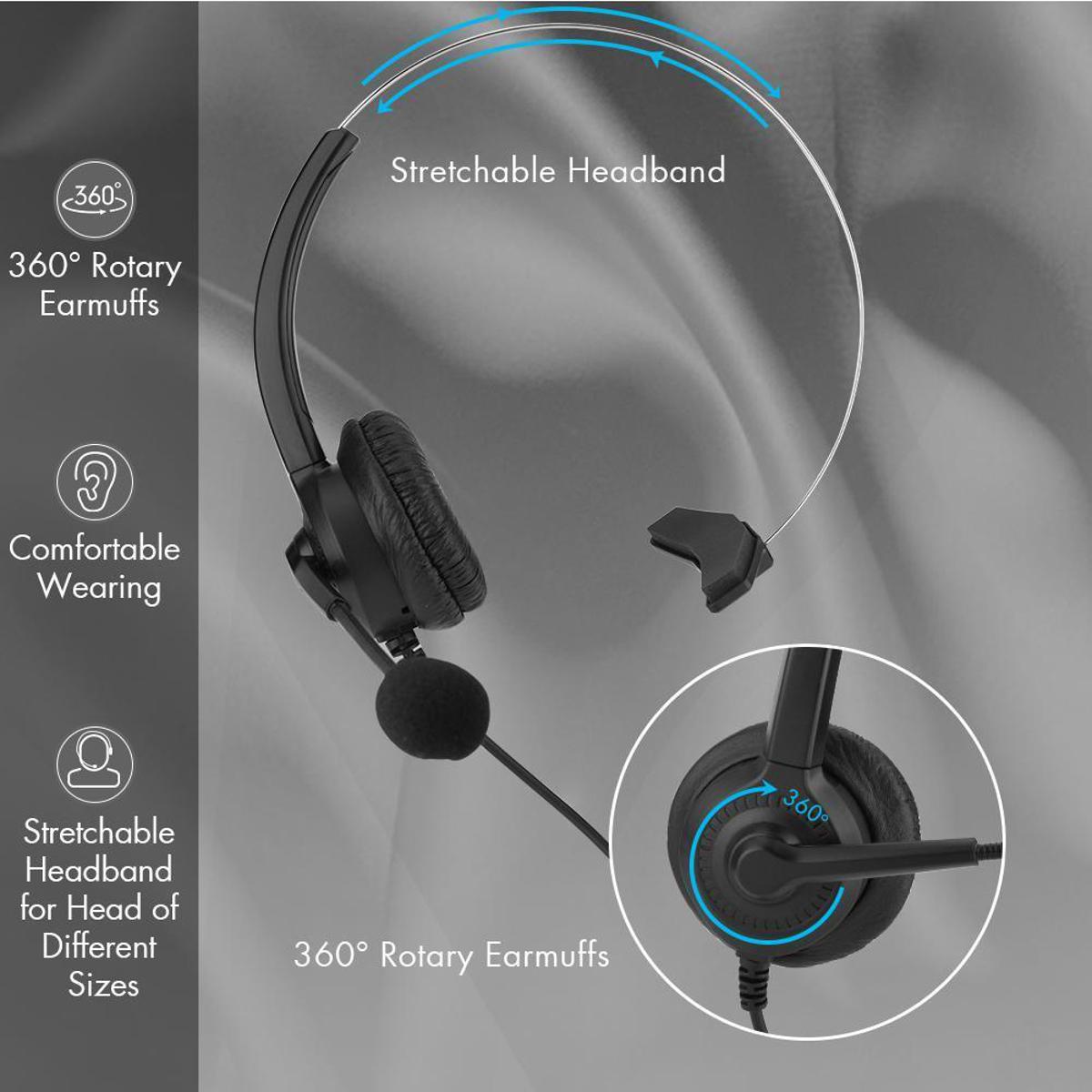2.5mm Telephone Headset Noise Cancelling Call Center Headset Comfortable Wearing Telephone Headset - Crystal Plug - intl