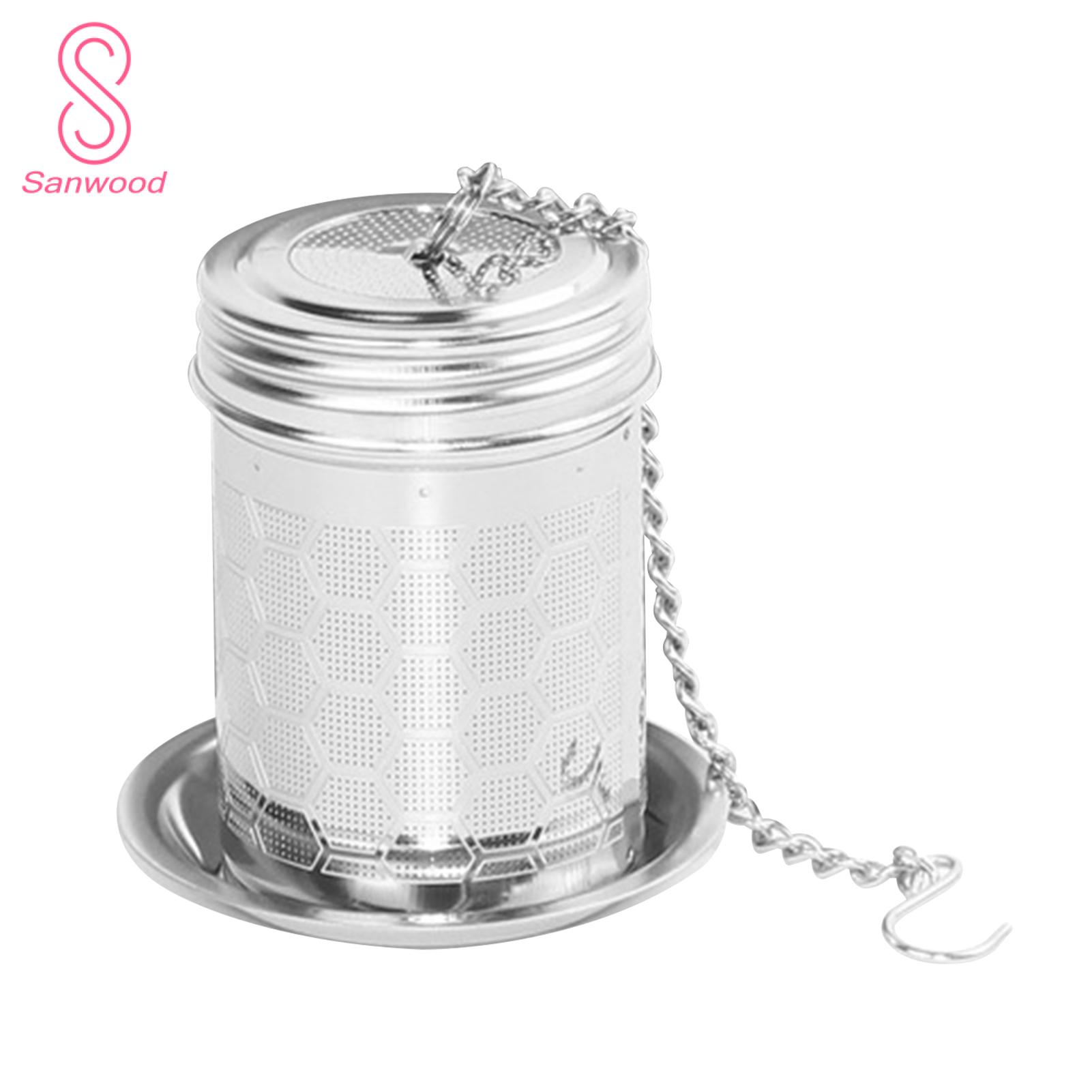 Easy to Open Close Tea Infuser Stainless Steel Tea Infuser with Drip Trays Chain Hook High Quality Loose Tea Strainer for Teapot Mug Cup Heat Resistant Tea Diffuser Filter Convenient Tea Steeper