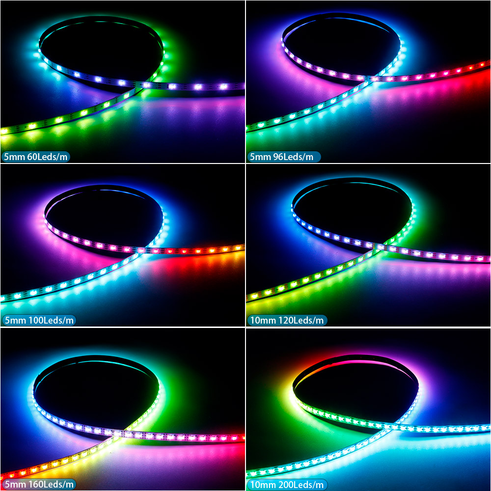 5mm Ultra-Narrow WS2812B 2020SMD RGBIC LED Strip Light WS2812 60/100/120/160/200Leds/m Individually Addressable IC Tape DC5V. 