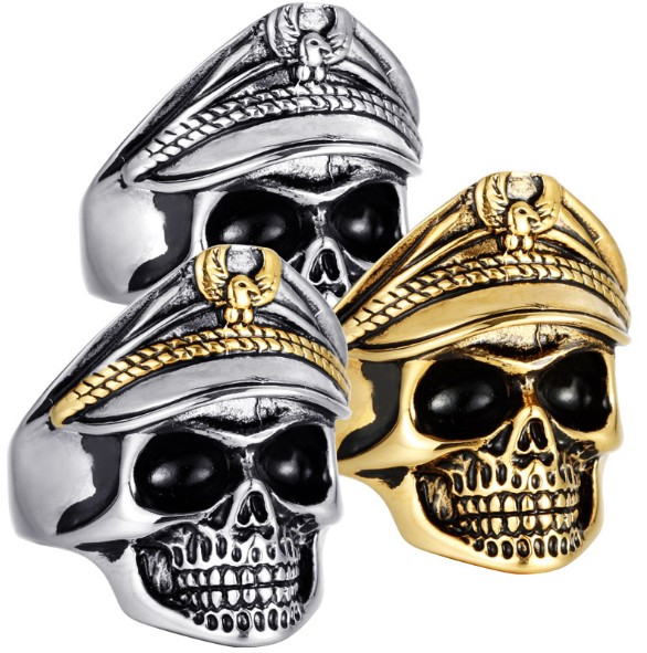 Newest men skeleton skull ring vintage stainless steel skull ring
