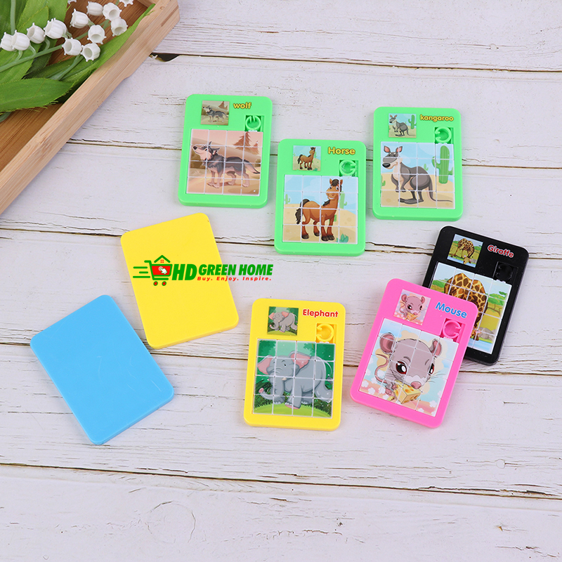 2 pcs x Mini Animal Slide Puzzle Plastic 3D Sliding Puzzles Game Toy. 