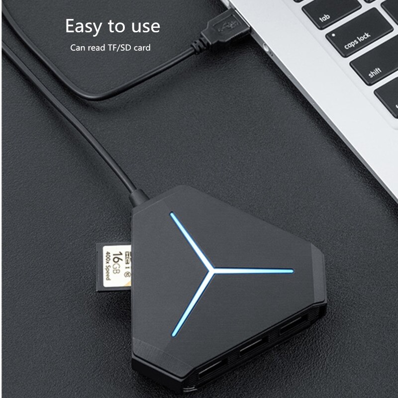 【VisioN Shop】6-Port USB 3.0 Hub Splitte Card Reader Support 7.1 Sound Card Headset Micro High-Speed Converter Drive-Free Extender. 
