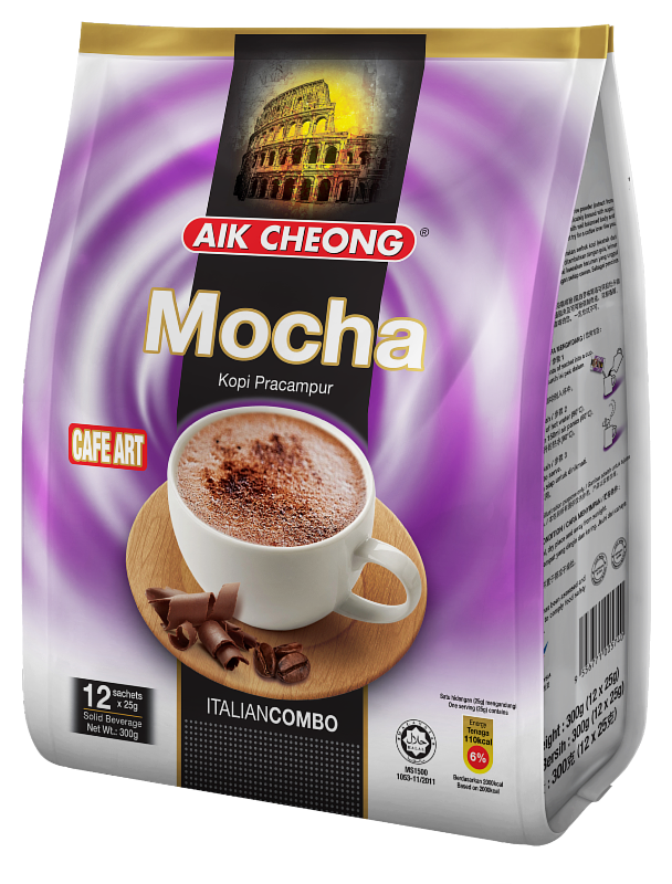 Aik Cheong Mocha Instant Coffee 300g (25g x 12 sachets). 