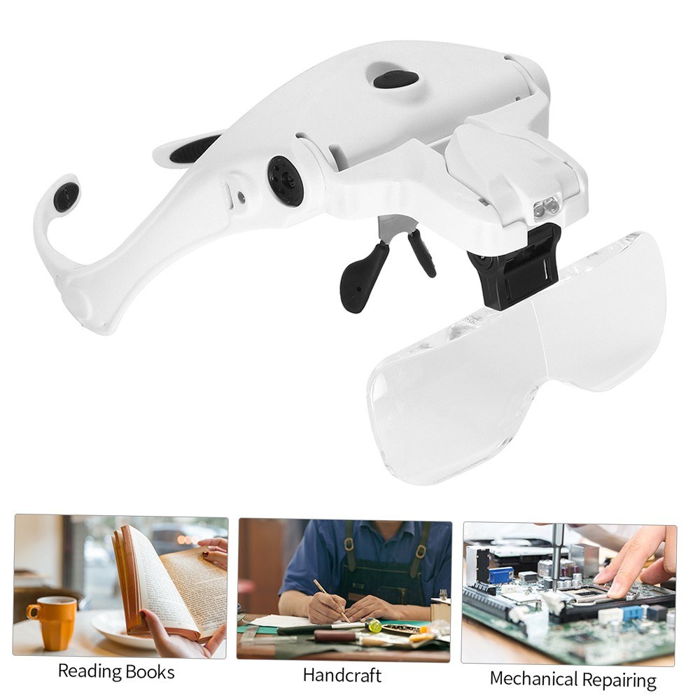 5 Lens 1.0X-3.5X Adjustable Bracket Headband Glasses Magnifier Loupe with 2 LED Lights and USB Charge Goggles Magnifying Tool Rechargeable LED Magnifying Glasses. 