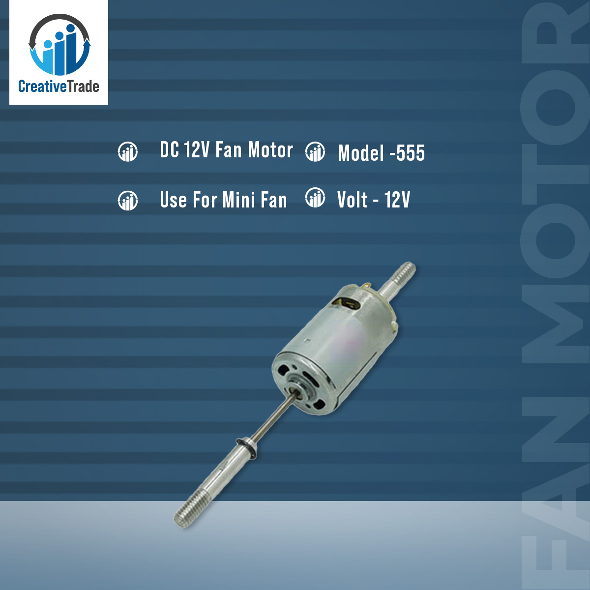 DC 12V Fan Motor Model -555 Use For Mini Fan. 