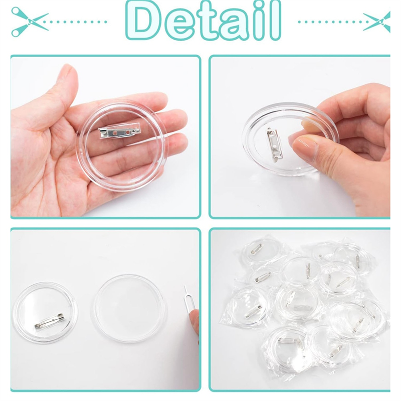 3 Inch DIY Button Pins Acrylic Button Pin Badge Clear Craft Button Badges Pin Back Buttons For School Projects 25Pcs. 