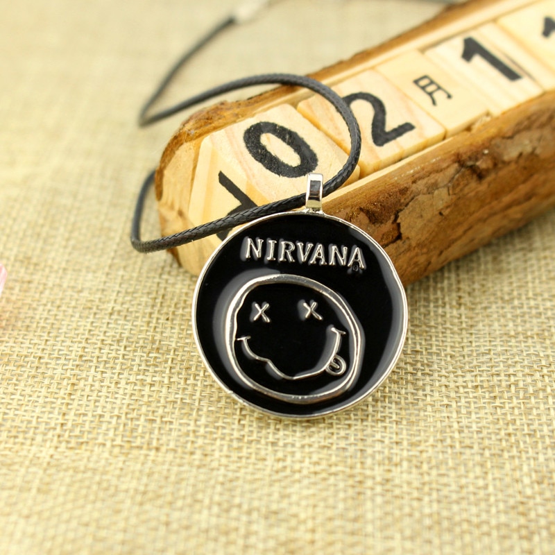 Black Retro Nirvana Pendants Necklace For Women/Men Girls Boys Jewelry Gifts rope chain simple Necklaces Accessories. 