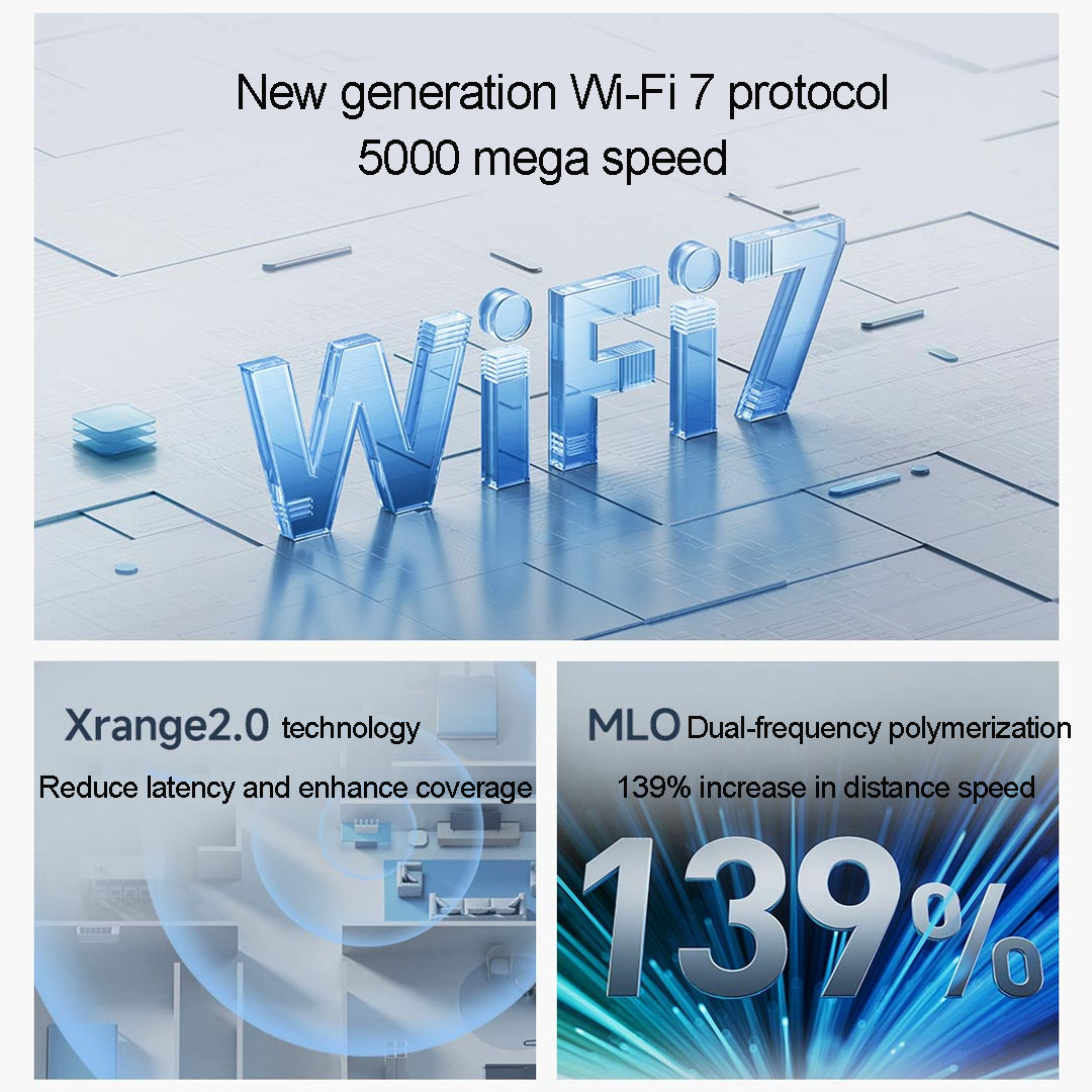 Xiaomi Router BE5000 WiFi 7 5011Mbps 2.5G Network Port 512MB Memory 2.4/5GHz Dual Broadband Access Network Security Protection. 