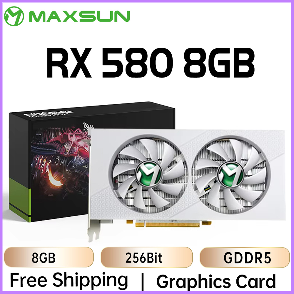 MAXSUN AMD RX580 8GB Graphics Card GDDR5 256Bit 2048SP HDMI+DP+DVI Gaming Video Cards Desktop Computer component Full New RX 580
