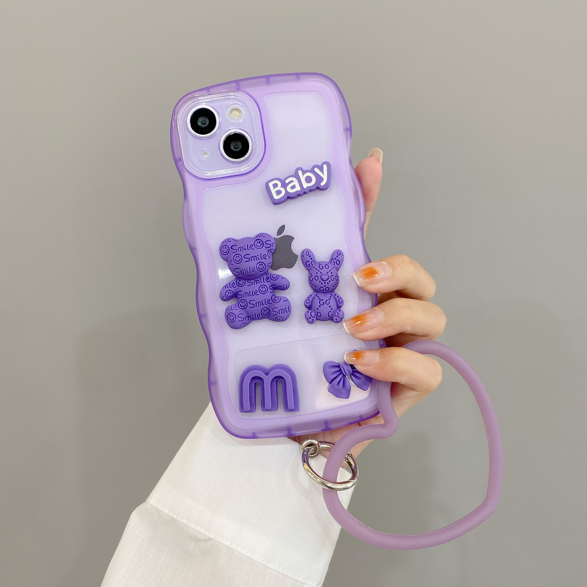 Cartoon Bear Bracelet Phone Case For iPhone 15 Pro Max 11 12 13 14 15 Phone Cover High-end Shockproof Stand Bracelet Soft Cover