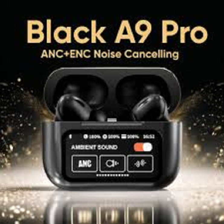 A9 Pro Touch Screen ANC- TWS Noise-Cancelling Earbuds, Bluetooth 5.3, Long Battery Life, HiFi Sound Quality. 