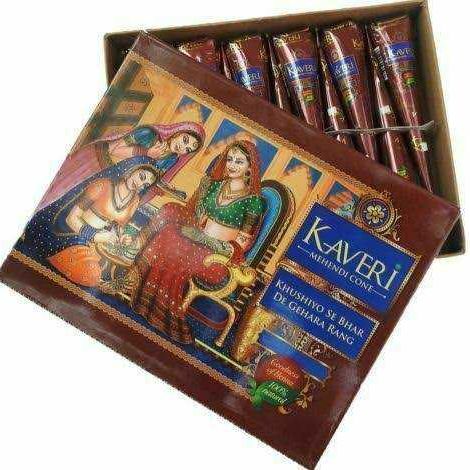 Indian Kaveri Mehendi Mehedi Cone / Henna Cone - 1 Box (12 Piece)