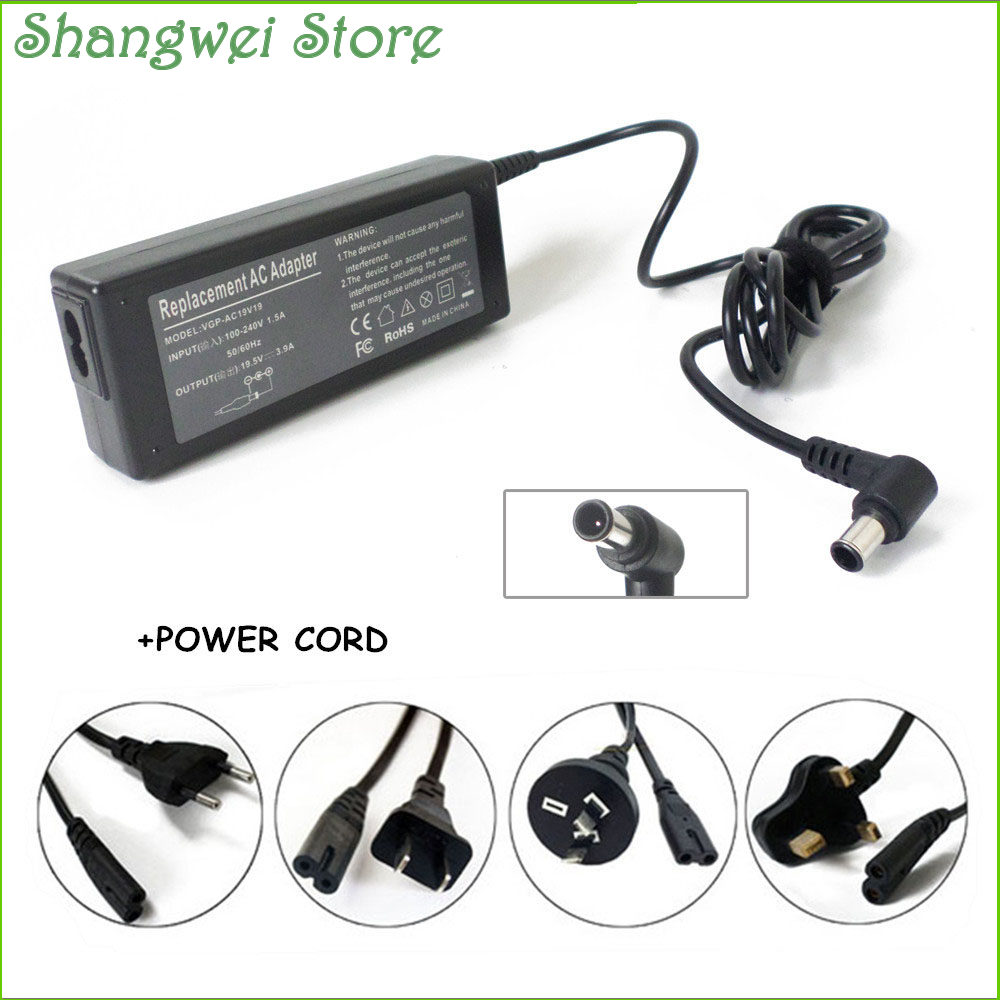 19.5V 3.9A Power Adapter Charger For Laptop SONY VAIO VGP-AC19V20 VGP-AC19V38 VPCW VPC-W VGN-S3 SVE15125CXS. 