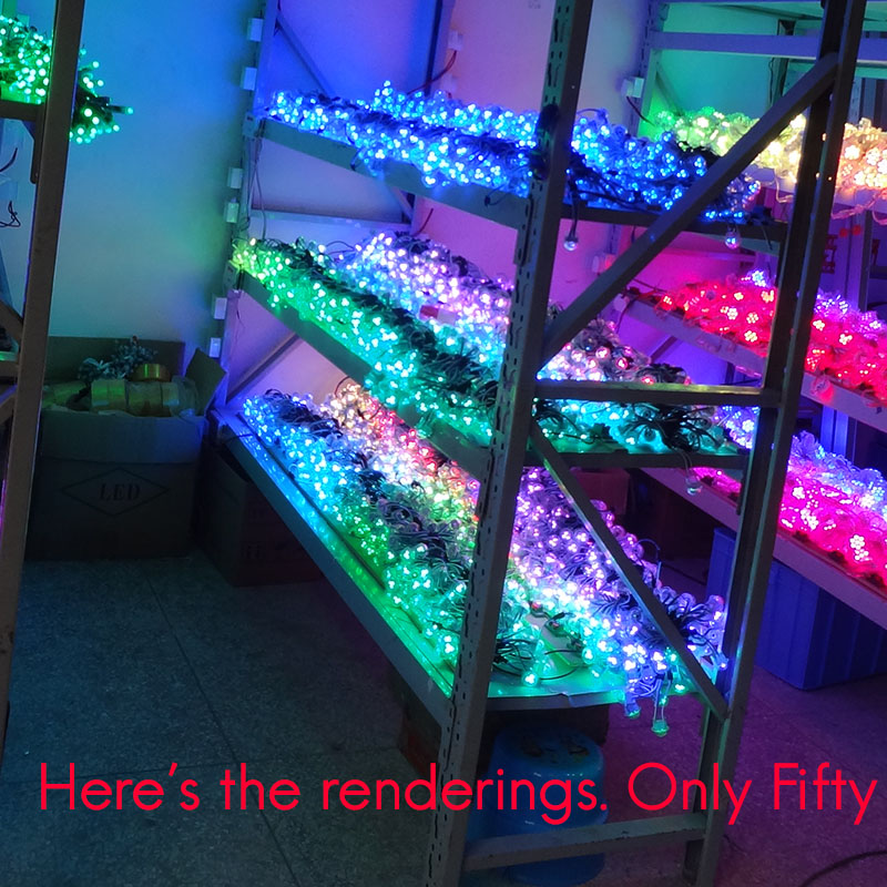 50Pcs WS2811 LED Pixel Light String Advertising Pouring Waterproof Full Color Perforated Light 12mm DC 5V. 