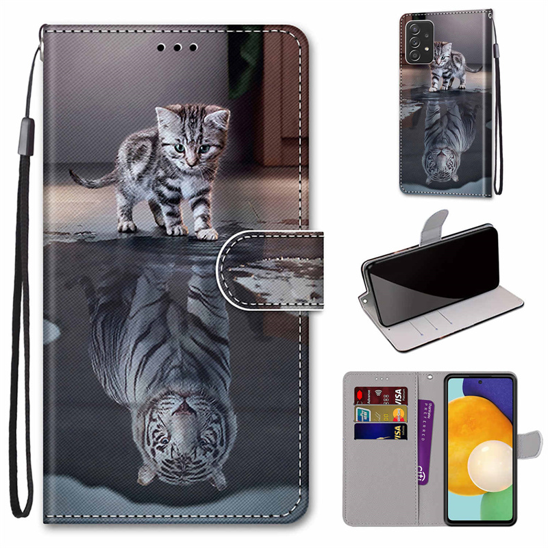 Tiger Animal Painted Wallet Phone Case For Samsung Galaxy A51 A71 A21S A31 A41 A11 A30S A10 A30 A50 A40 A20E A 20S Case Cover. 