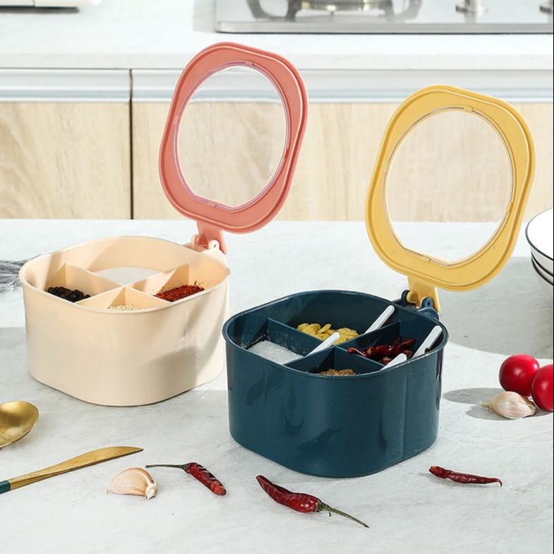 Spices Storage Box Fpur Chamber High Quality Premium Finished Spice Container Spice Jar Spice Box.. 