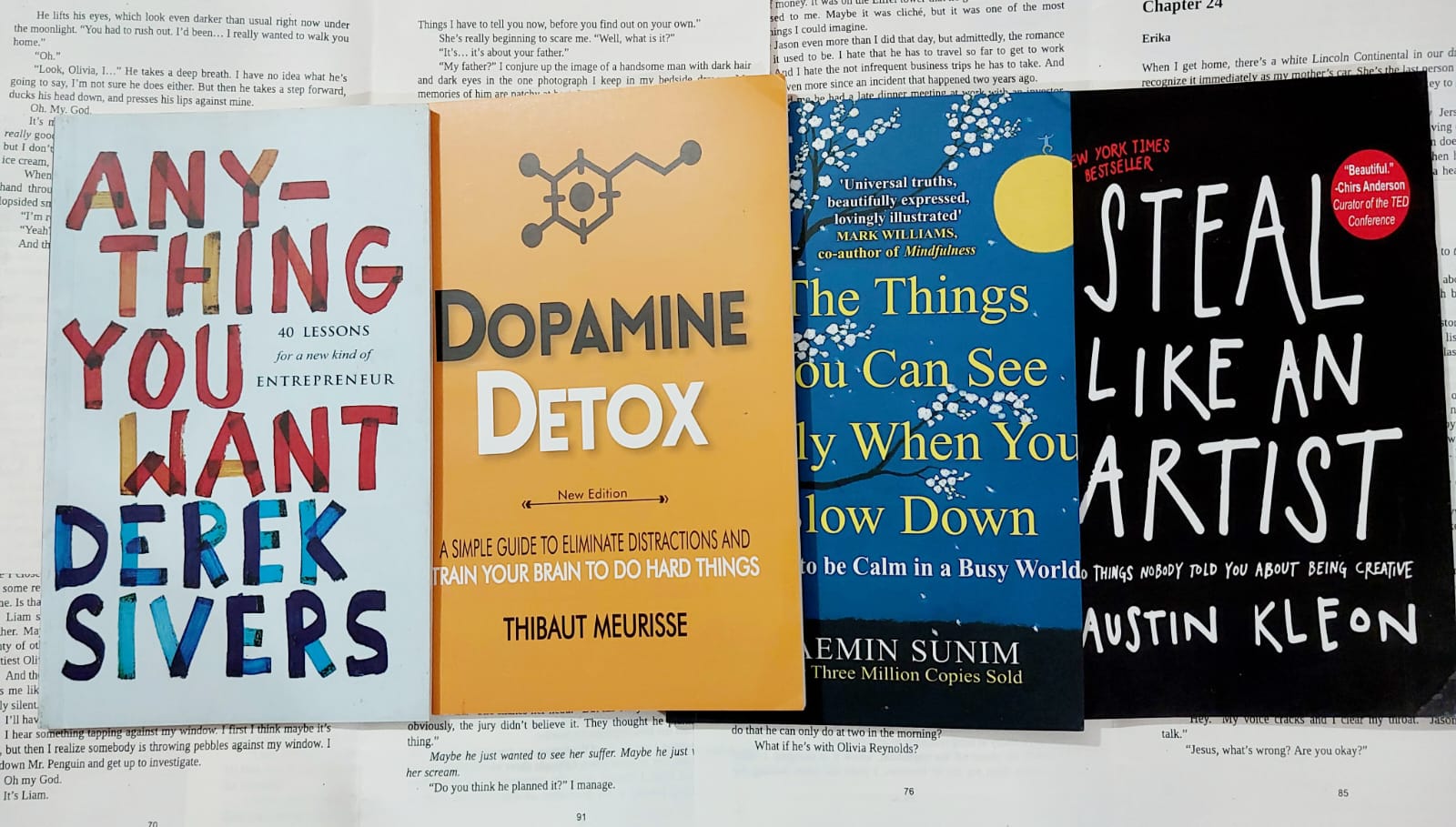 Most wanted four books Combo (Dopamine Detox+The Things you Can See+Anything you Want + Steal Like an Artist) -  Paperback. 