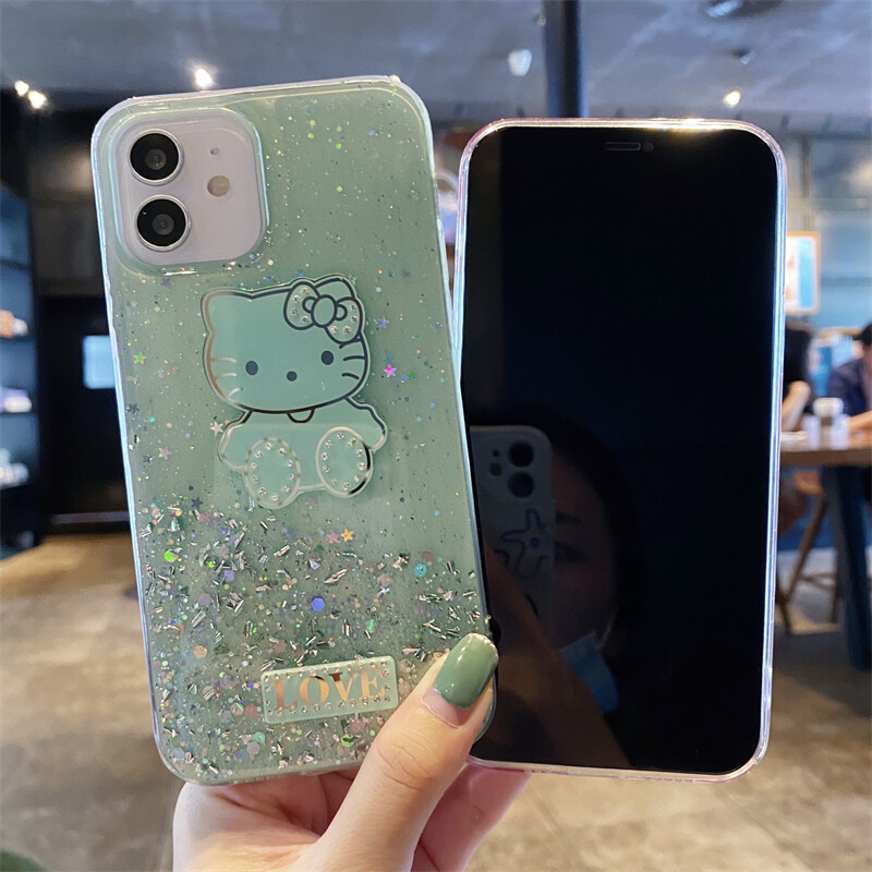 Phone case Samsung Galaxy M02 Shiny Ring Case Glitter Soft Transparent Hello Kitty Cases For Samsung M02 Back Cover Stars Moon Girls. 