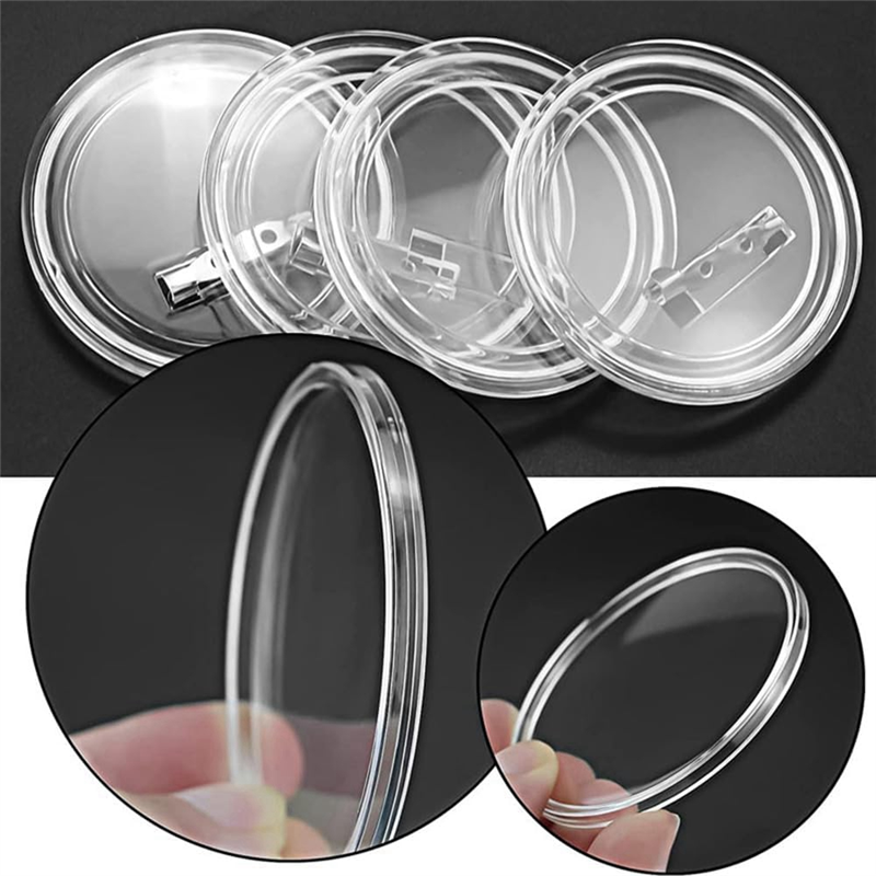3 Inch Acrylic Button Pins Clear Plastic Button Badges Pin Craft Button with Pin Blank Pins Photo Buttons Pin, 25 Pack Easy to Use. 