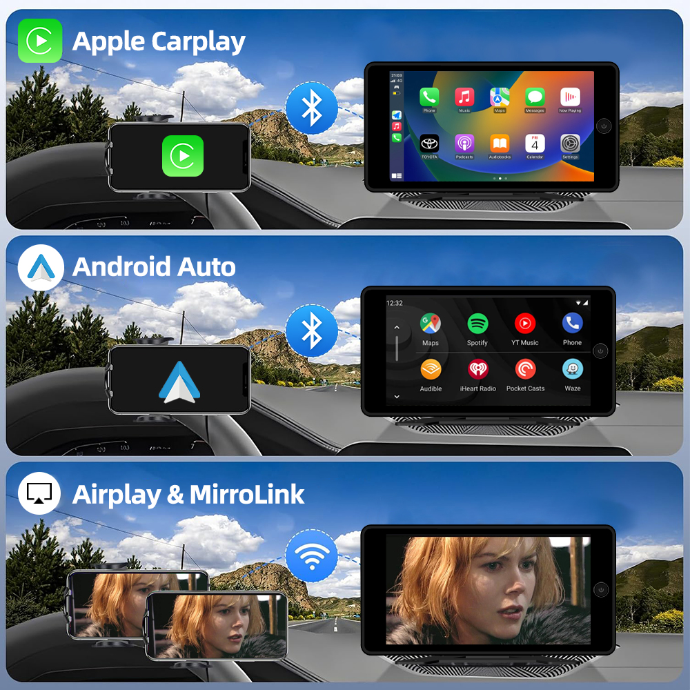 4CH 10.1 Inch CarPlay Android Auto Vehicle DVR System 1080P Camera BSD Alarm Wifi App Control Parking Monitor For Truck Bus RV. 