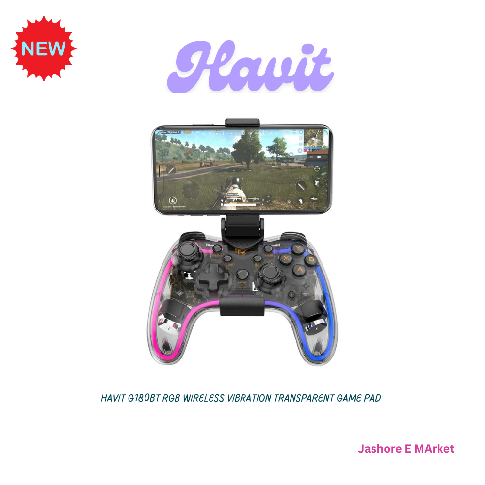 Havit G180BT RGB Wireless Vibration Transparent Game Pad