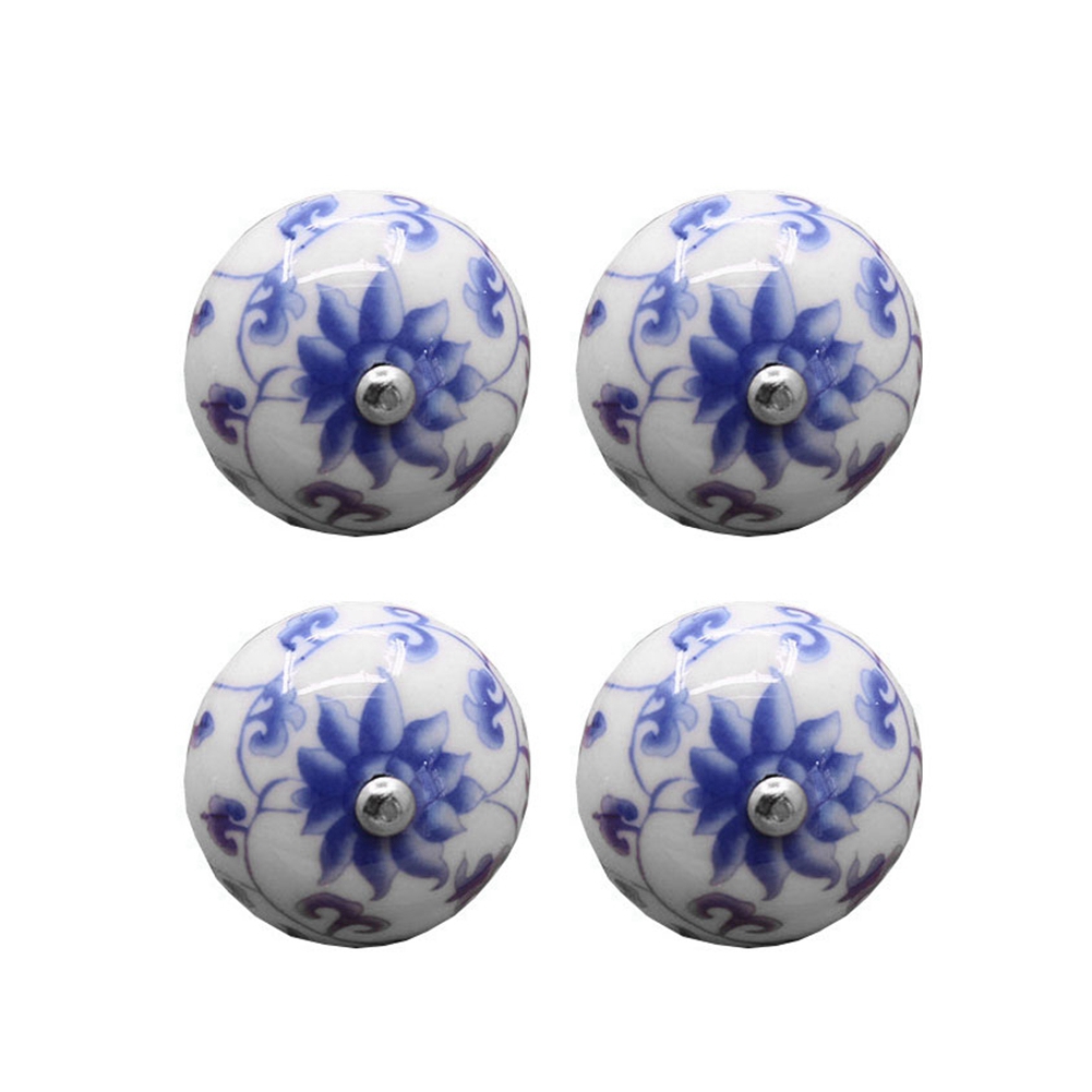 4Pcs Ceramic Handles Retro Pink and White Ceramics for Drawers Door Cupboard Cabinet Pull for Home Kitchen Bathroom