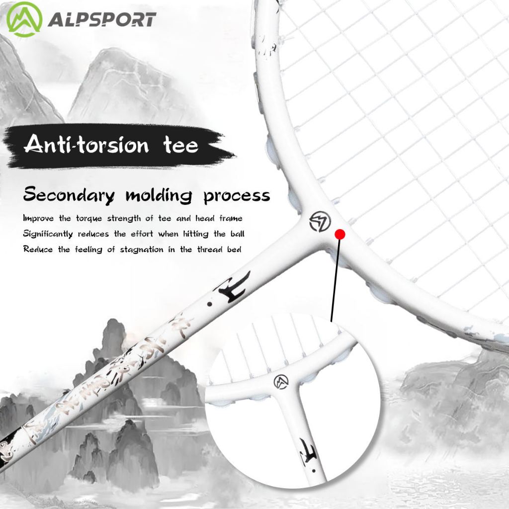 ALP Alpine SS 4U Carbon Fiber Badminton Racket | Lightweight 82g for Powerful Smash | Beginner to Amateur Level. 