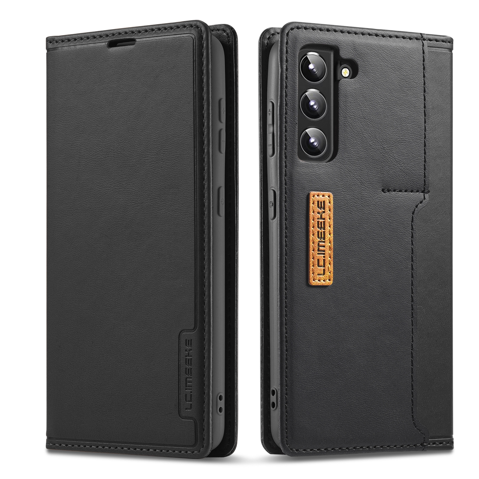 (COD)For Samsung Galaxy S22+ 5G LC.IMEEKE LC-001 Series PU + TPU Color Matching Frosted Leather Phone Case