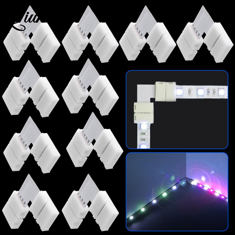 10x 10mm 4 Pin 5050/3528 Rgb Led Strip Light Corner Connector L-shaped Design Pbt Fireproof Material Pcb Adapter
