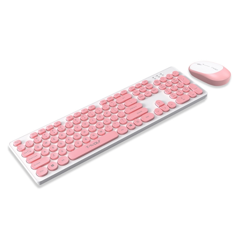 T-Wolf TF770 Wireless Keyboard Mouse Combo | Pink. 