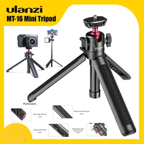 Ulanzi MT-16 Camera Tripod Stand, Mini Tabletop Selfie Stick Tripod with Cold Shoe, Travel Tripod for iPhone 12 Canon G7X Mark III Sony ZV-1 RX100 VII A6600 Vlogging Filmmaking. 
