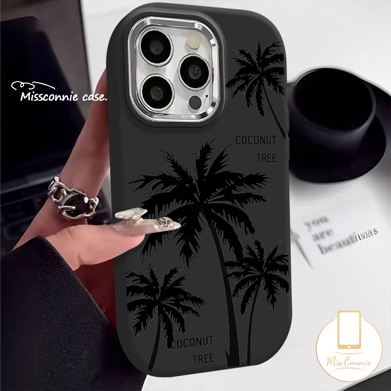 Art Sunset Coconut Tree Doodle Cover for Realme C67 C51 C17 5i C12 C15 C11 C35 Note 50 C21Y C55 C20A 8i 9i 5s C53 C25Y C25 C33 C20 5 C30 C21 6i 7i Narzo 50 Luxury Plating Lens Case. 