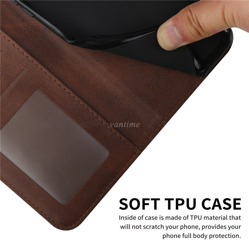 Vantime for OPPO A18 A38 A58 A78 4G A98 F23 5G Retro PU Leather Wallet Case Flip Clasp Stand Cards Holder Casing. 