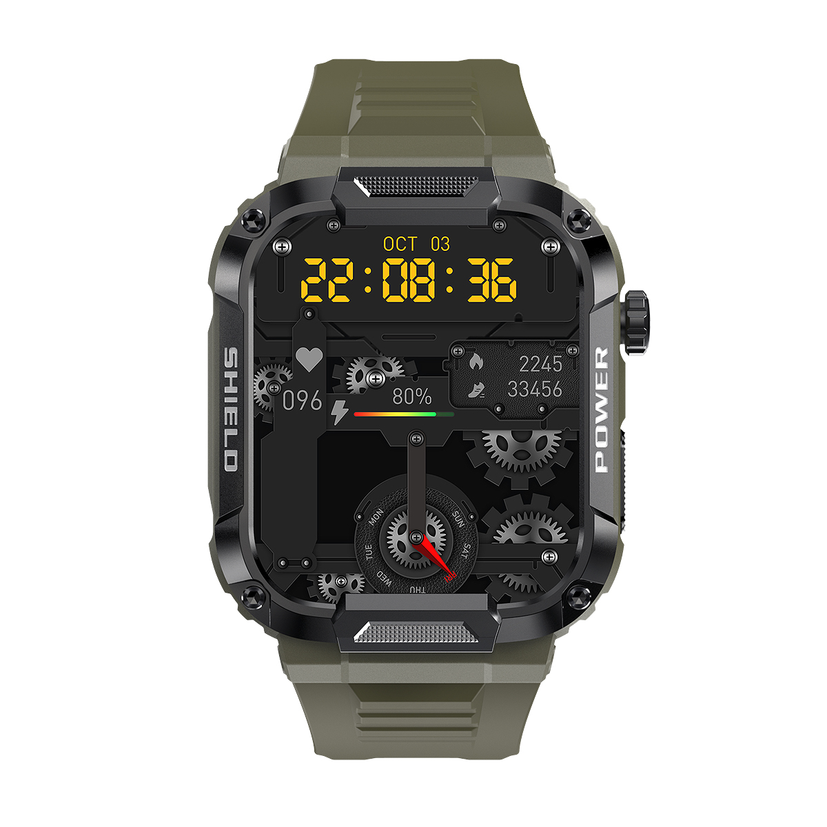 MK66 Rugged Military Smart Watch Men 400mh Large Battery Heart Rate Monitoring 1.85'' Bluetooth Call Smartwatch For APP Gloryfit. 