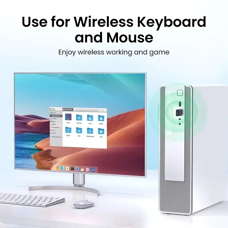 UGREEN USB Bluetooth 5.3 5.0 PC Adapter Portable Mini USB Flash Drive Win 11/10/8.1 Wireless Mouse Keyboard Music Audio Receiver. 