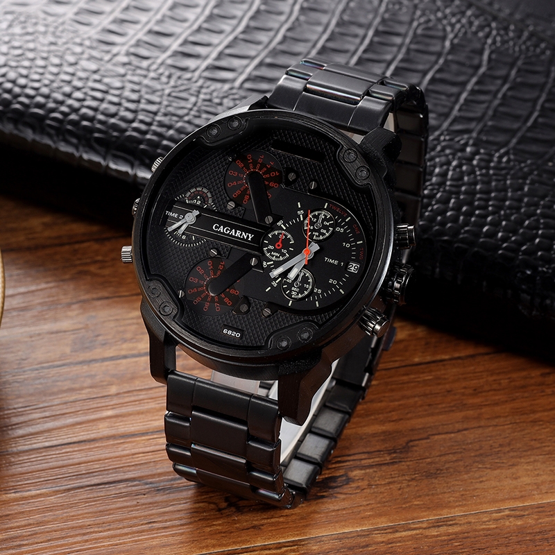 CAGARNY 6820 Round Large Dial Dual Display Quartz Watch For Men
